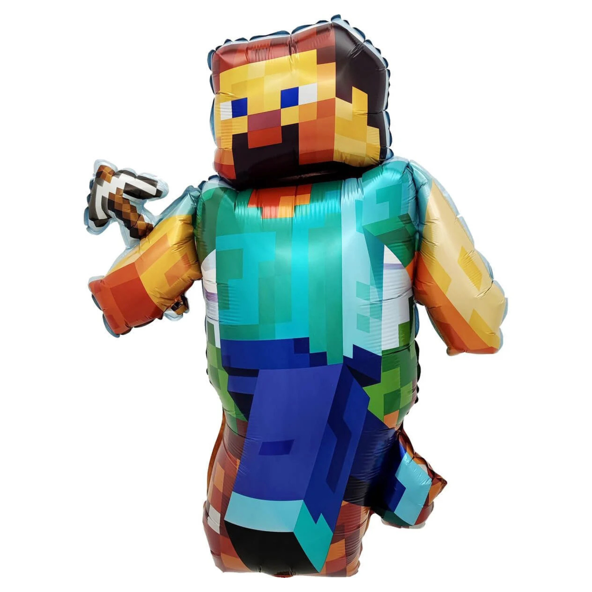 35-inch Minecraft Steve foil balloon featuring the pixelated video game character holding a pickaxe. Pick up in Toronto and Canada-wide shipping available.