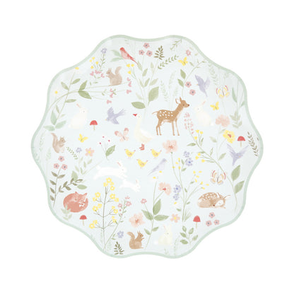 Mint Meri Meri little animals side plates with scalloped detail and woodland creatures, available at our Toronto party shop.