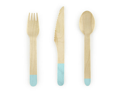 mint wooden cutlery set by Partydeco