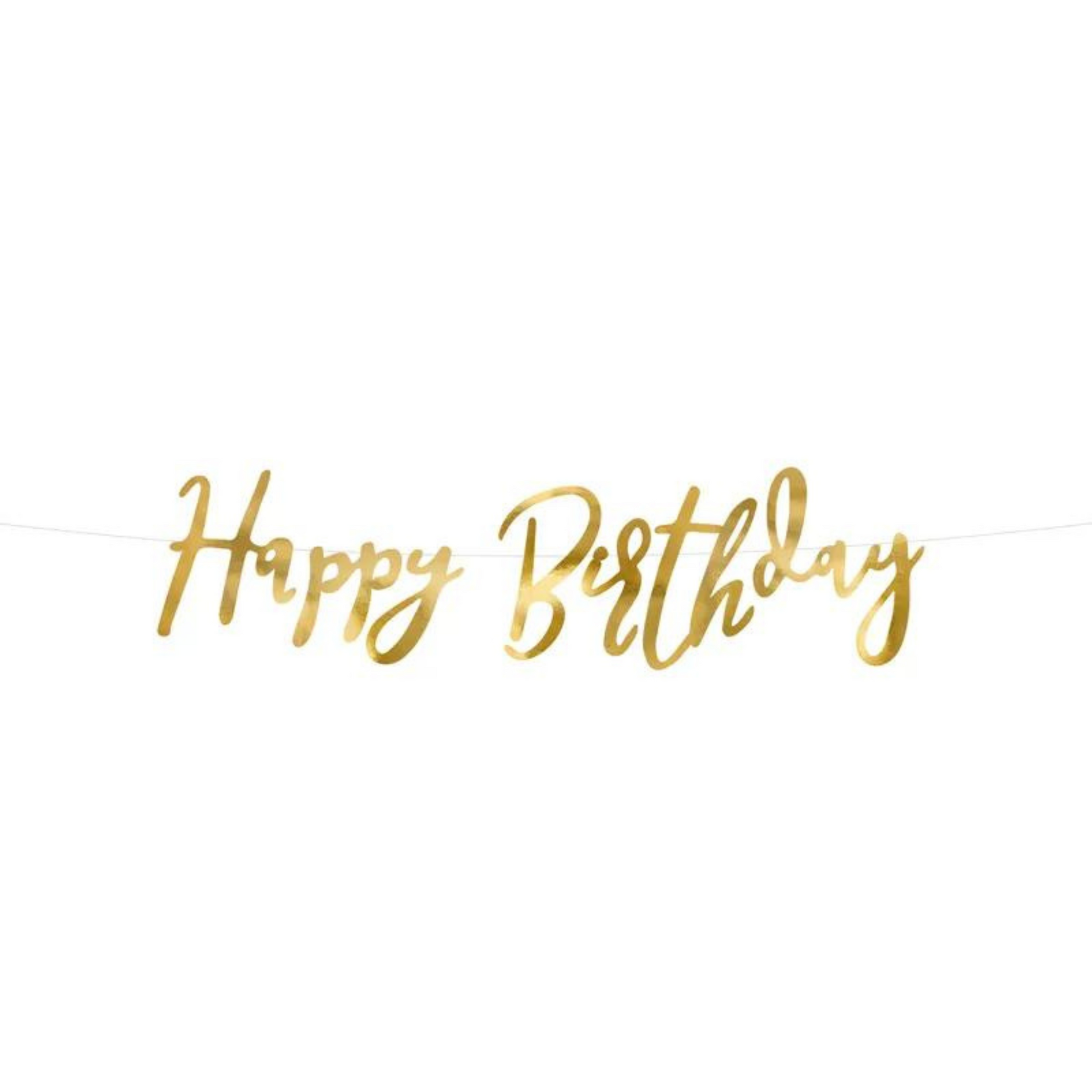 happy birthday gold hanging banner