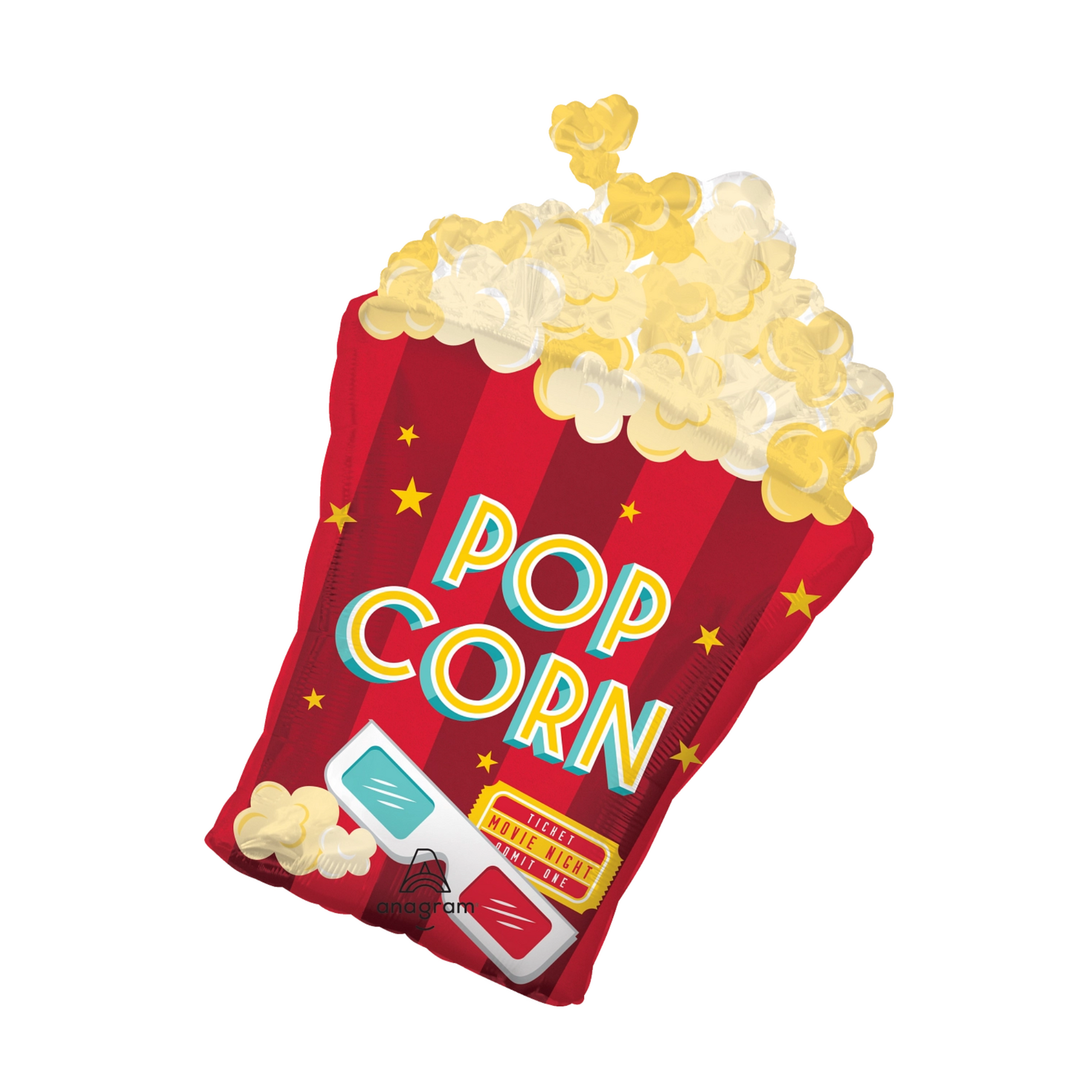 movie night pop corn foil balloon