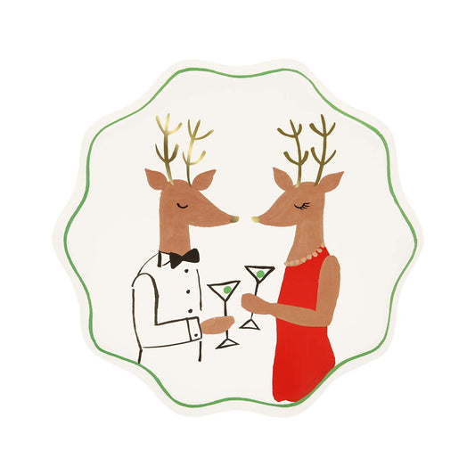 Meri Meri Mr. & Mrs. Reindeer side plates, charming holiday plates available in Toronto and shipping across Canada