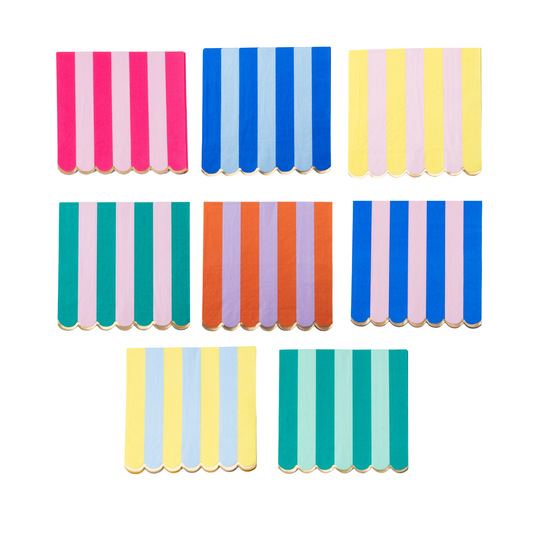 MULTICOLOUR STRIPE LARGE SCALLOPED NAPKINS