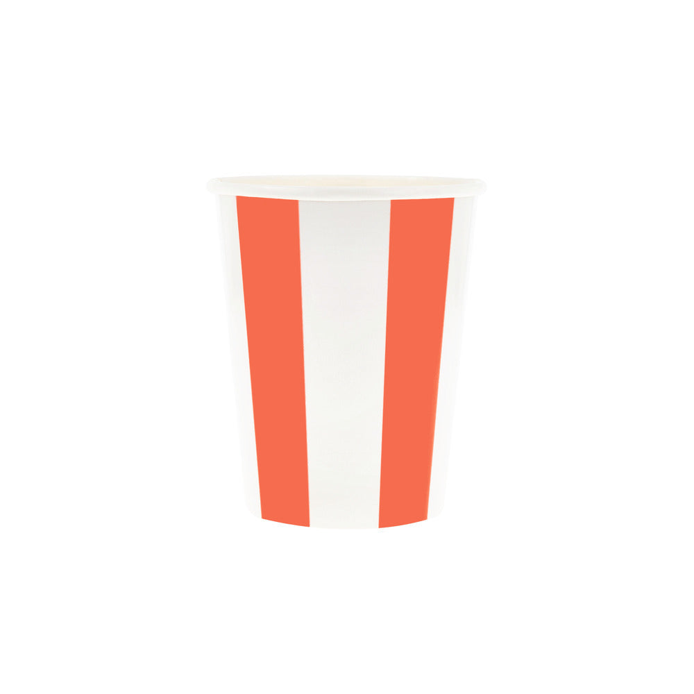 Neon coral beach striped paper cup by Meri Meri available at our Toronto party shop