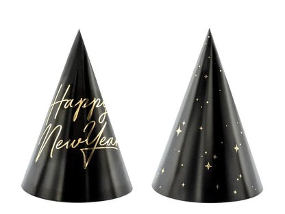 BLACK NEW YEARS PARTY HATS