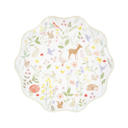 Off white Meri Meri woodland animal side plates with scalloped edges, available in Toronto and shipping across Canada.