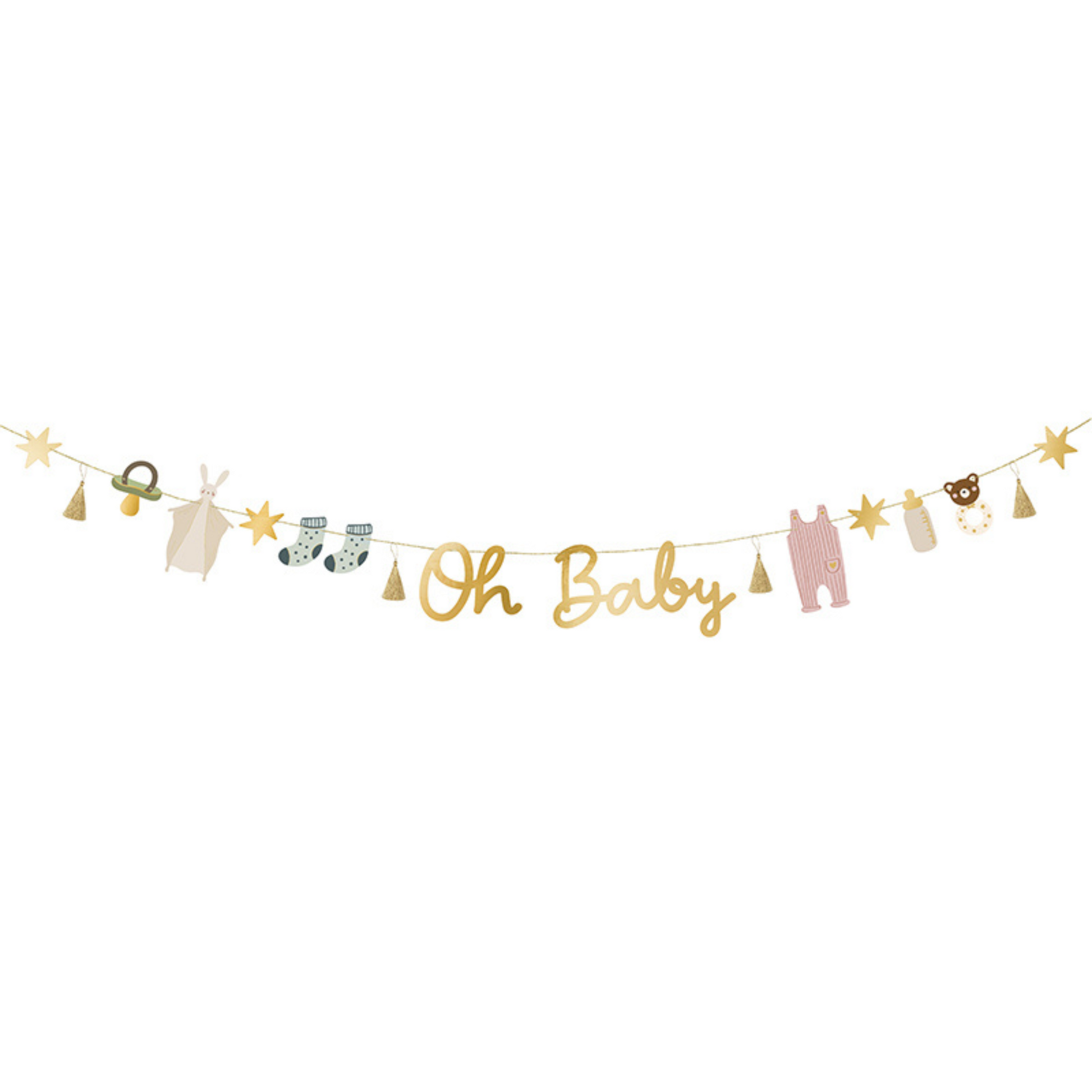 paper garland with oh baby message