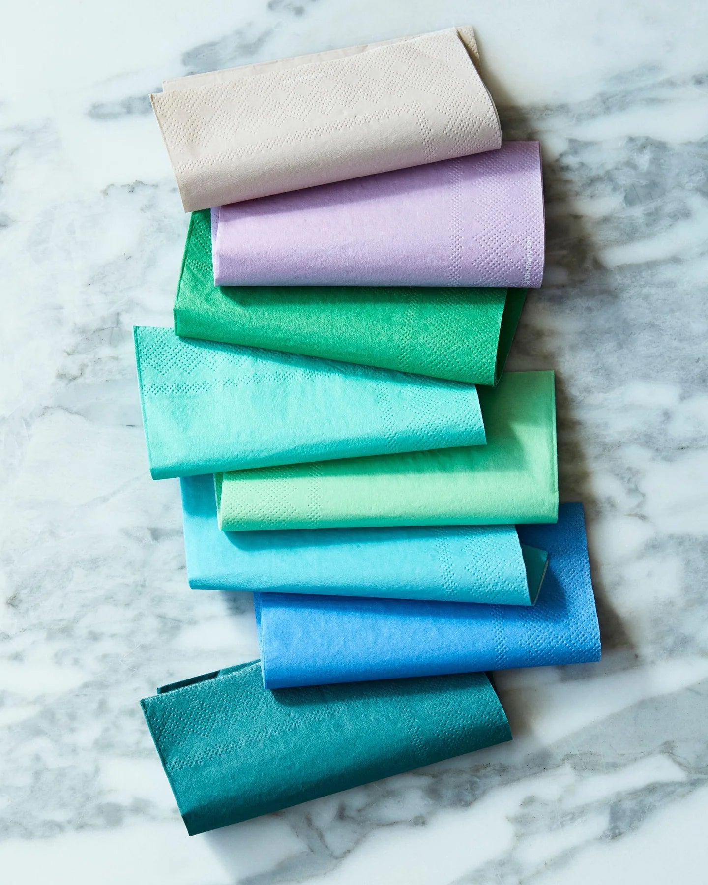 dinner napkins in shades of blue and green