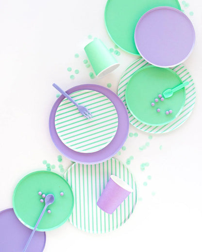 OH HAPPY DAY MINT STRIPED DESSERT PLATES