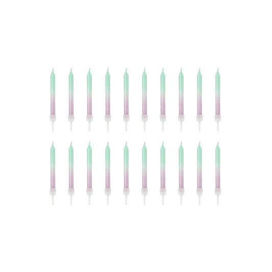 ombre mermaid style birthday candles with mint and purple
