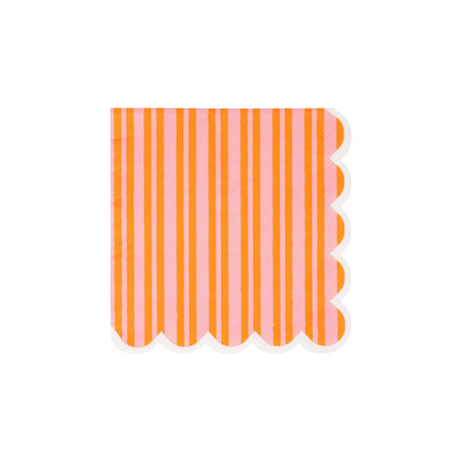 ORANGE & PINK STRIPED COCKTAIL NAPKINS