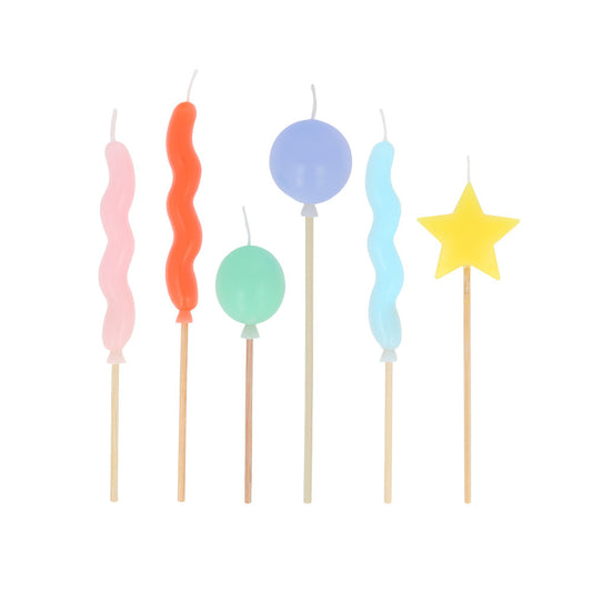 colourful balloon birthday candles close up 