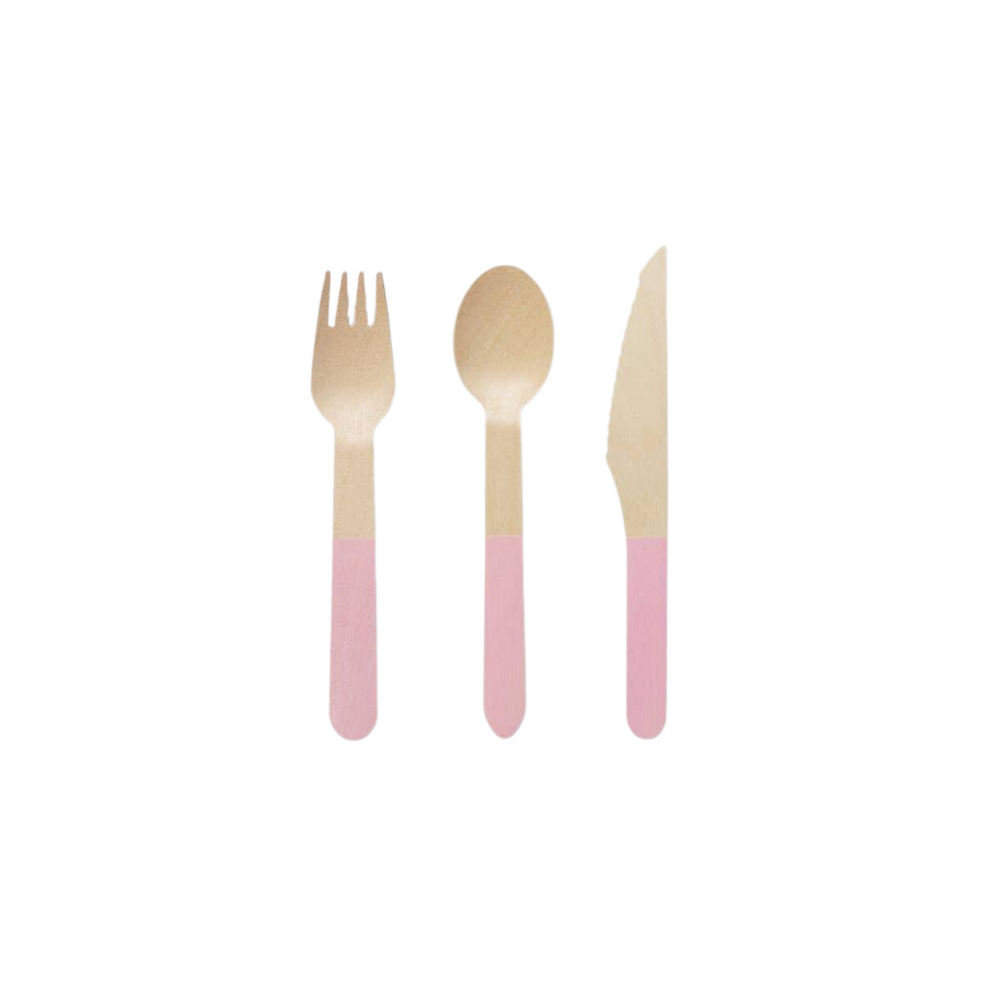 PALE PINK WOODEN CUTLERY SET