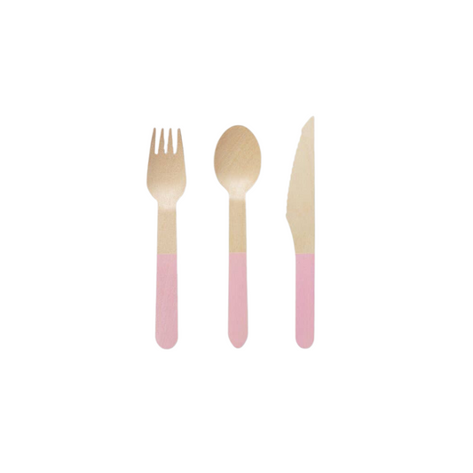 pale pink wooden cutlery set by Coterie 