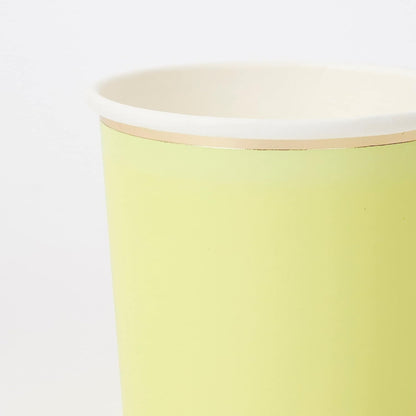 pale yellow cups with gold trim by meri meri