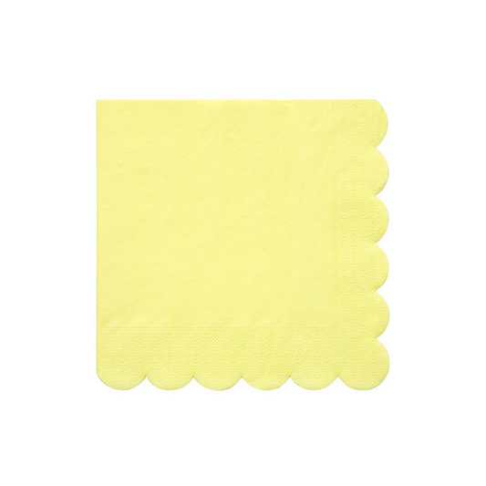 pale yellow napkins with scalloped edge