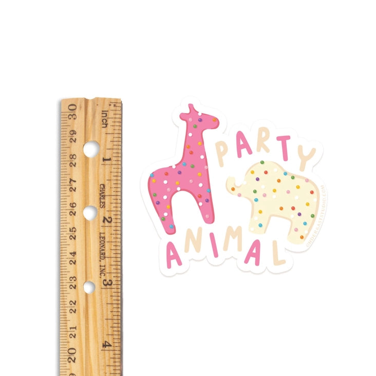 party animal sticker - illustrating a baby elephant & giraffe 
