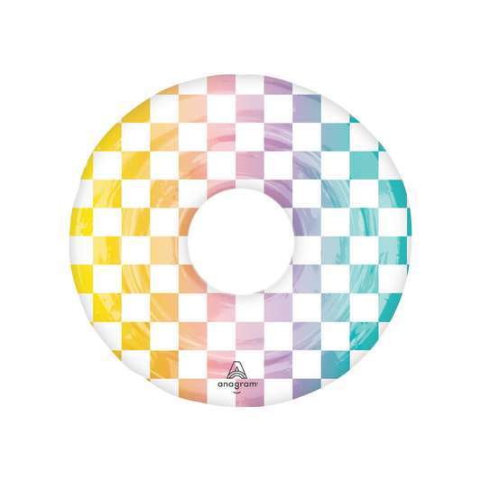 RAINBOW CHECKER POOL FLOAT FOIL BALLOON