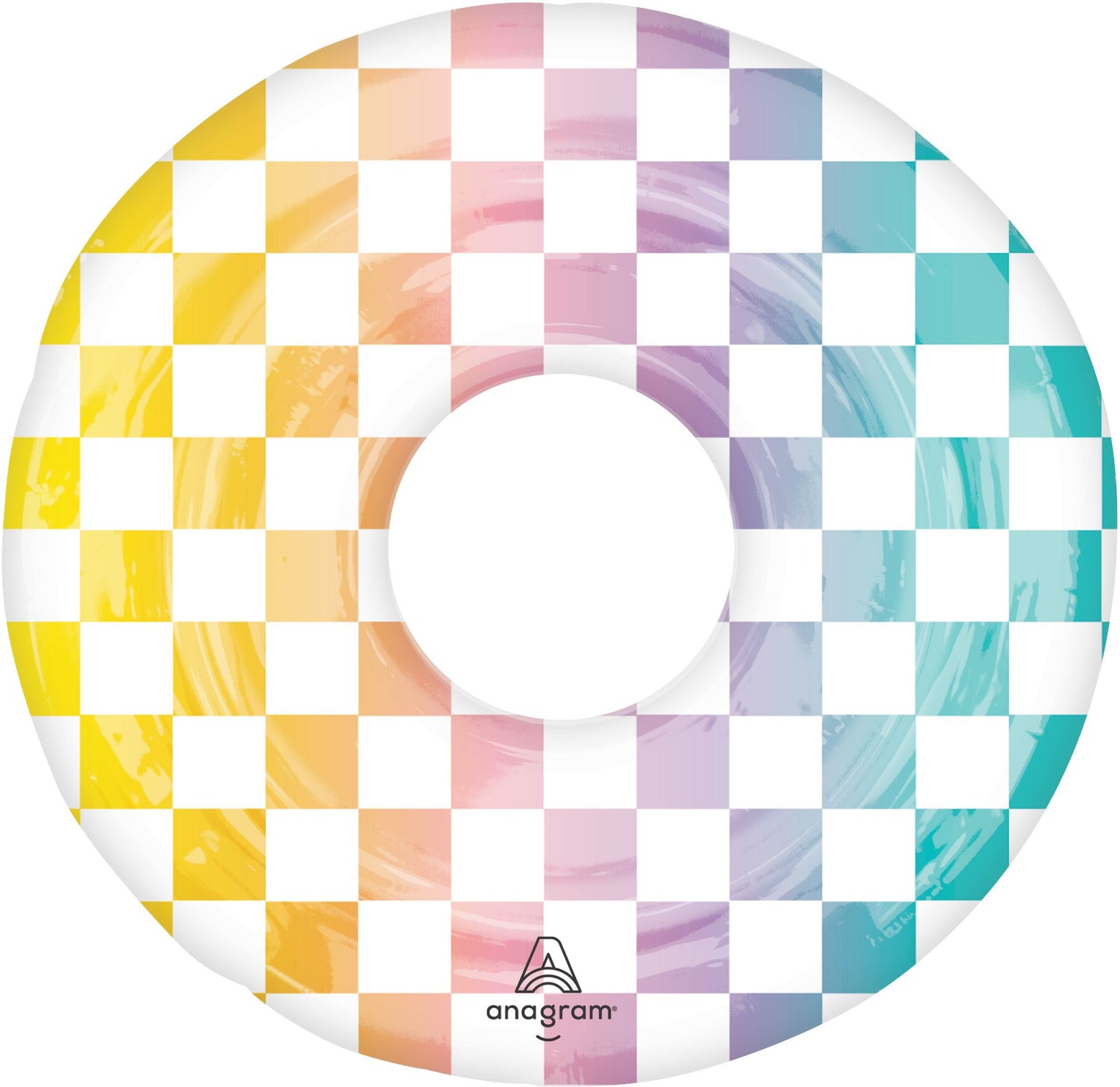 RAINBOW CHECKER POOL FLOAT FOIL BALLOON