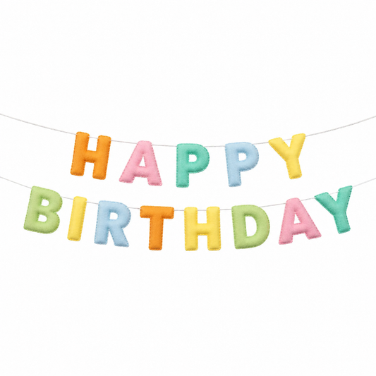 PASTEL HAPPY BIRTHDAY PADDED FELT BANNER
