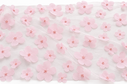 LIGHT PINK MESH FLORAL TABLE RUNNER