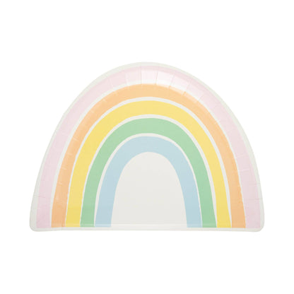 Pastel rainbow shaped paper plates with soft multicolour arches, sold in Toronto at Confetti My Party