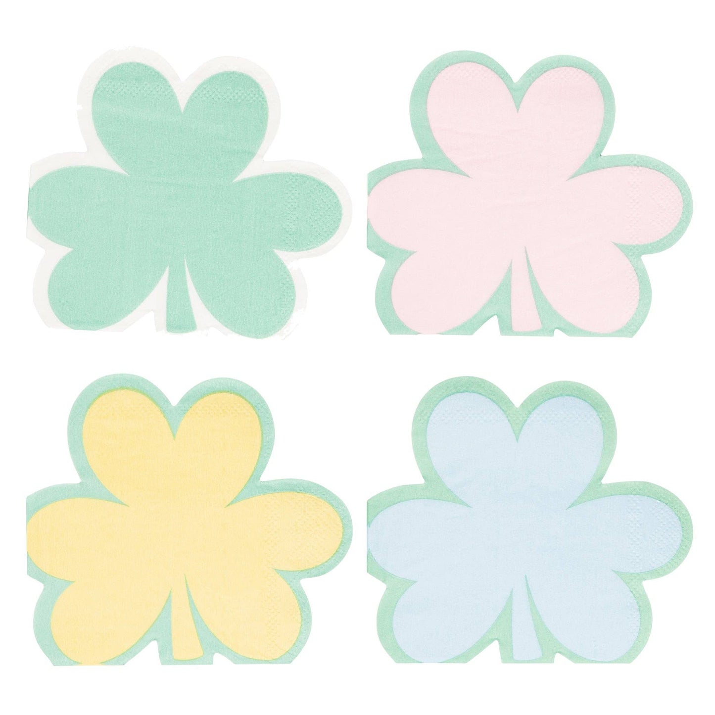 Pastel shamrock cocktail napkins in soft spring colours, sold in Toronto at Confetti My Party