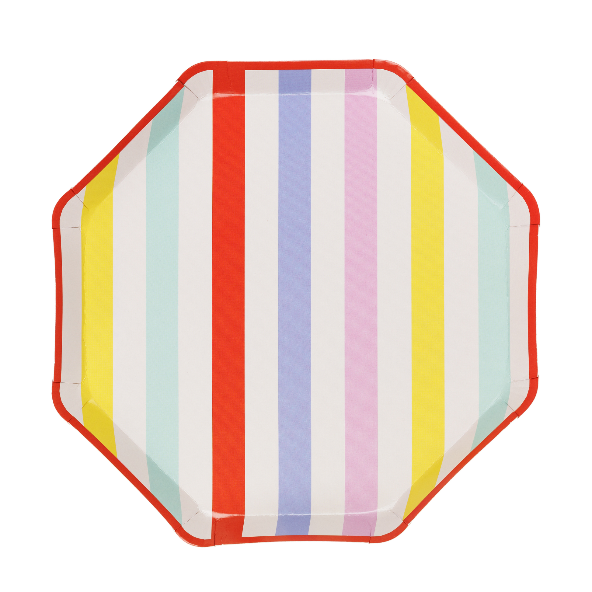 Pastel striped paper party plates available at our Toronto party shop