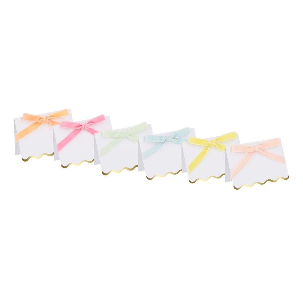 velvet bow place cards - pack of 6 by Meri Meri sold in Toronto at Confetti my Party.