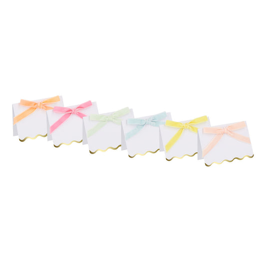 velvet bow place cards - pack of 6 by Meri Meri sold in Toronto at Confetti my Party.
