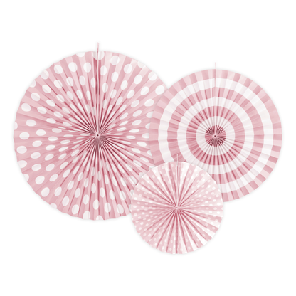 Light pink printed paper rosettes set with polka dots and stripes available in Toronto and shipping across Canada