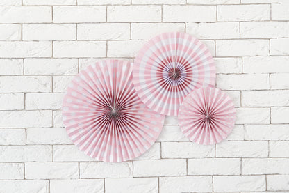 Light pink rosette wall decor with polka dot and stripe designs available in Toronto and shipping across Canada