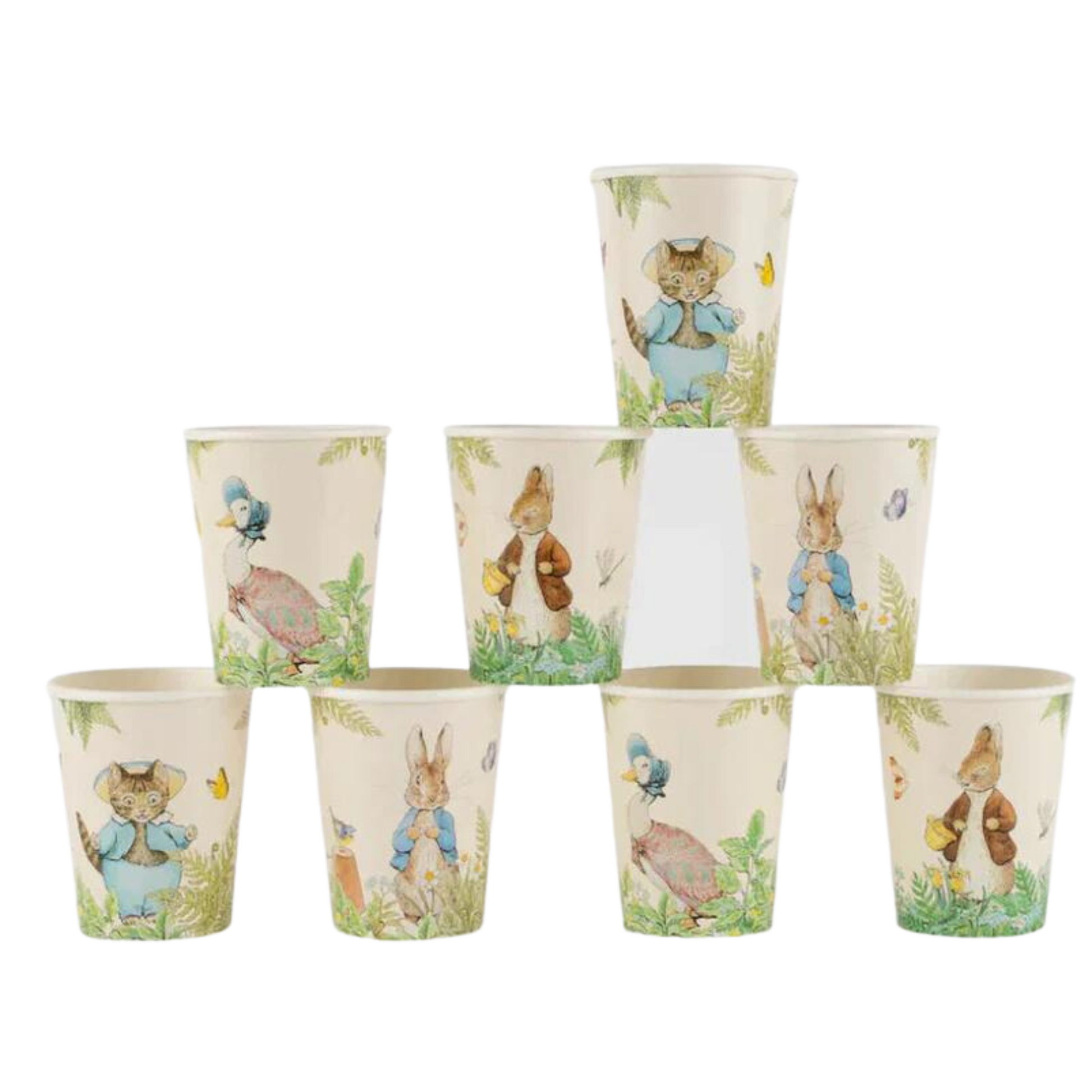 peter rabbit in the garden cups by meri meri - 8 designs 