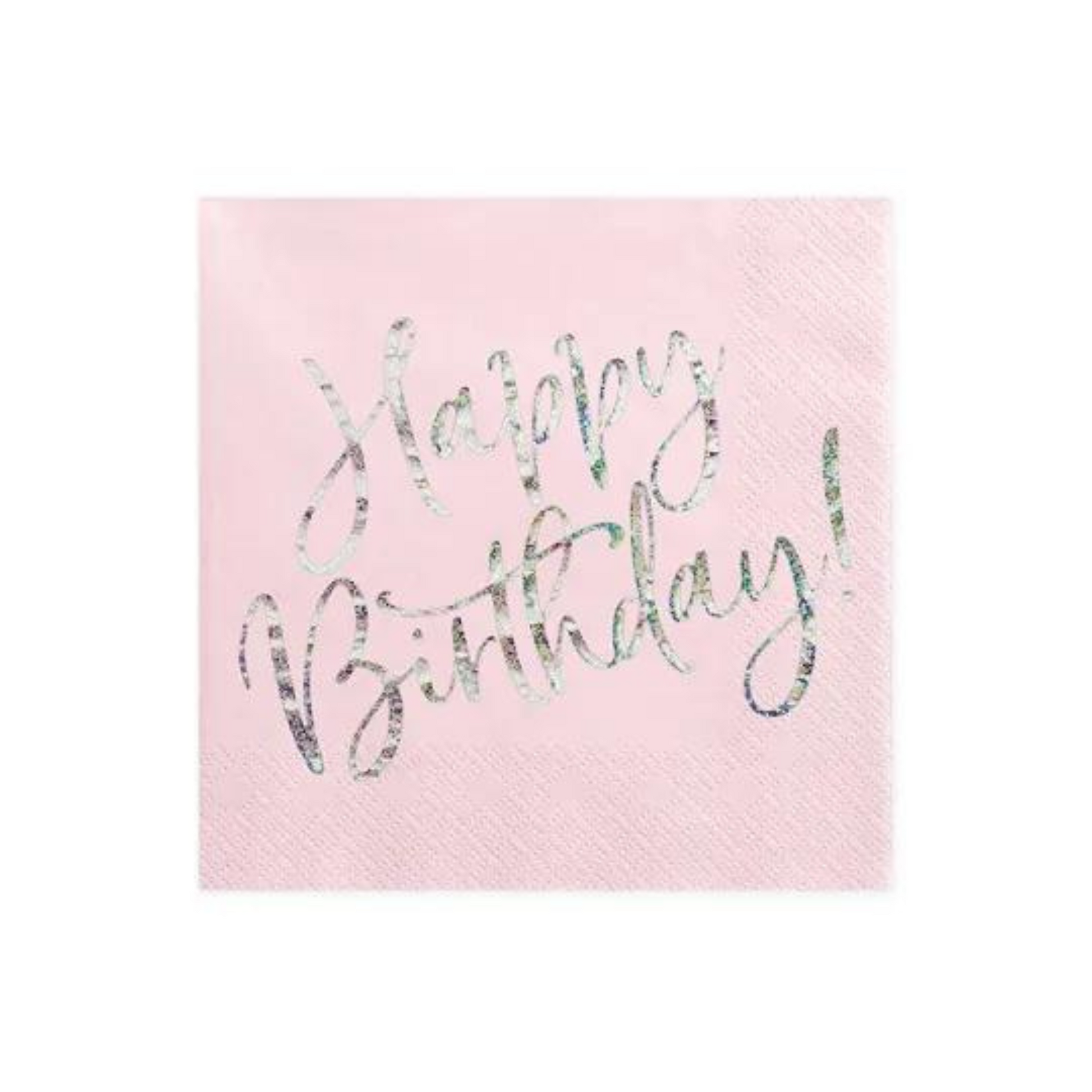 pink and silver happy birthday napkins