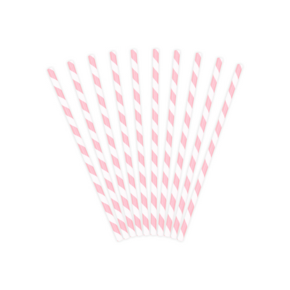 pink and white striped paper straws
