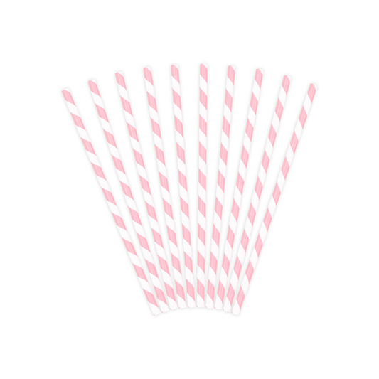 pink and white striped paper straws