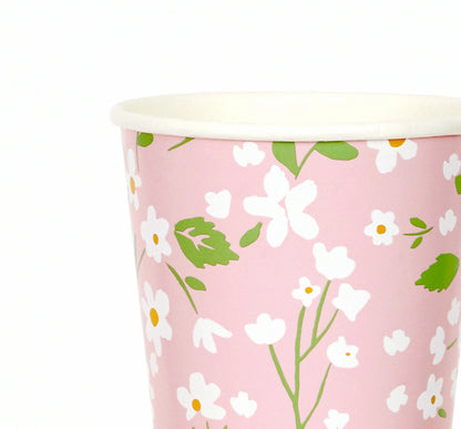pink daisy floral cups 