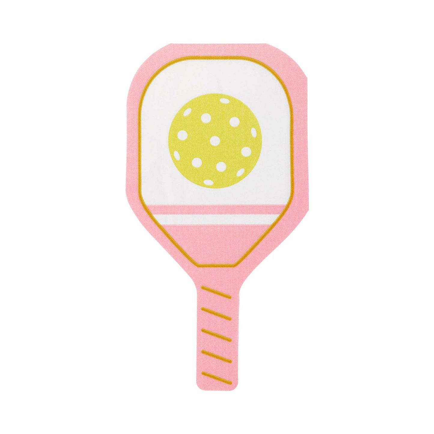 pickleball pink paddle paper dinner shaped napkins - pack of 18 gold details