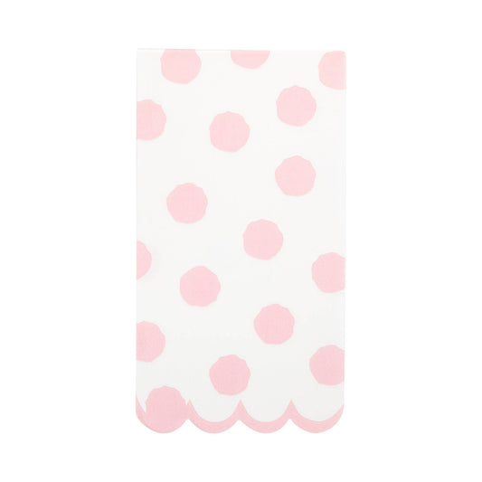 White paper napkin with pink polka dots and scalloped edge, ideal for Toronto baby showers and parties.