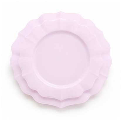 PINK WAVED REUSABLE PLASTIC PLATES | 20 DINNER + 20 DESSERT