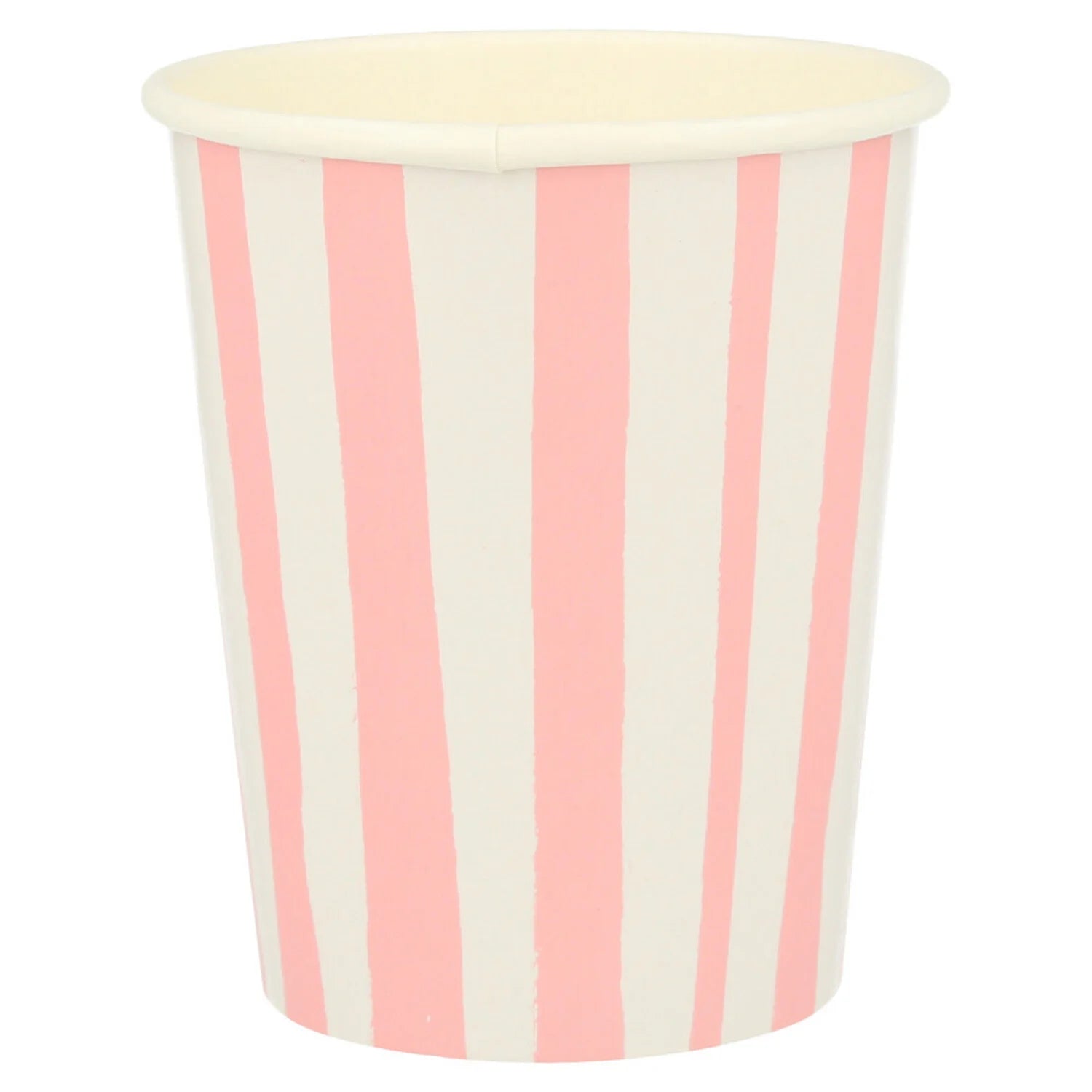 white cup with pink stripes