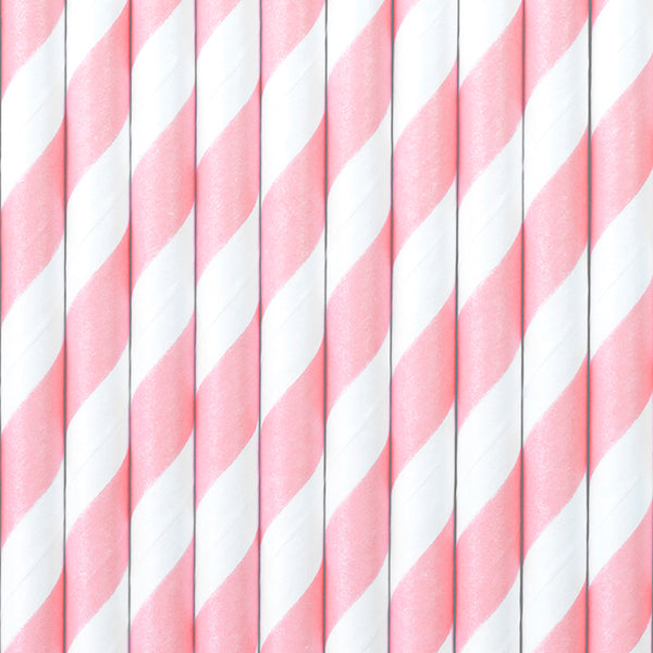 pink and white striped straws