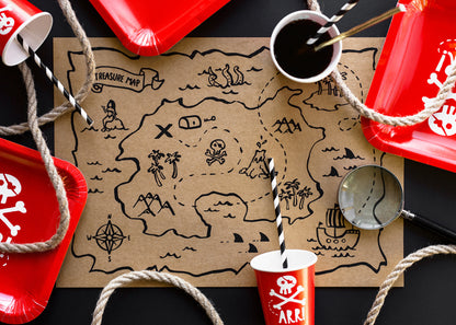 paper placemat with treasure map illustration