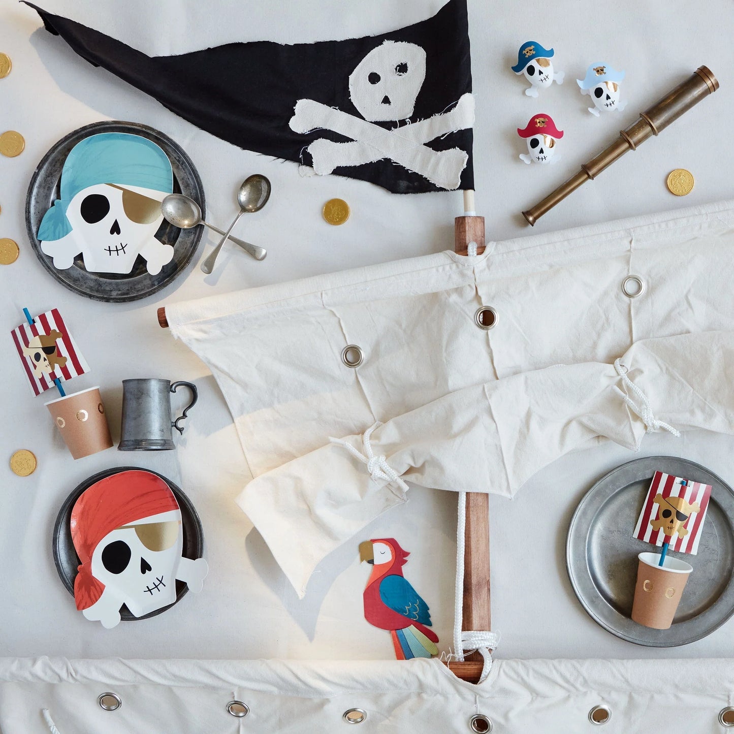 pirate party plates, napkins and cups
