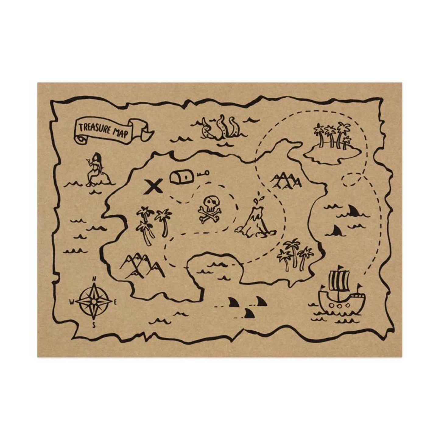 pirate treasure map paper placemats