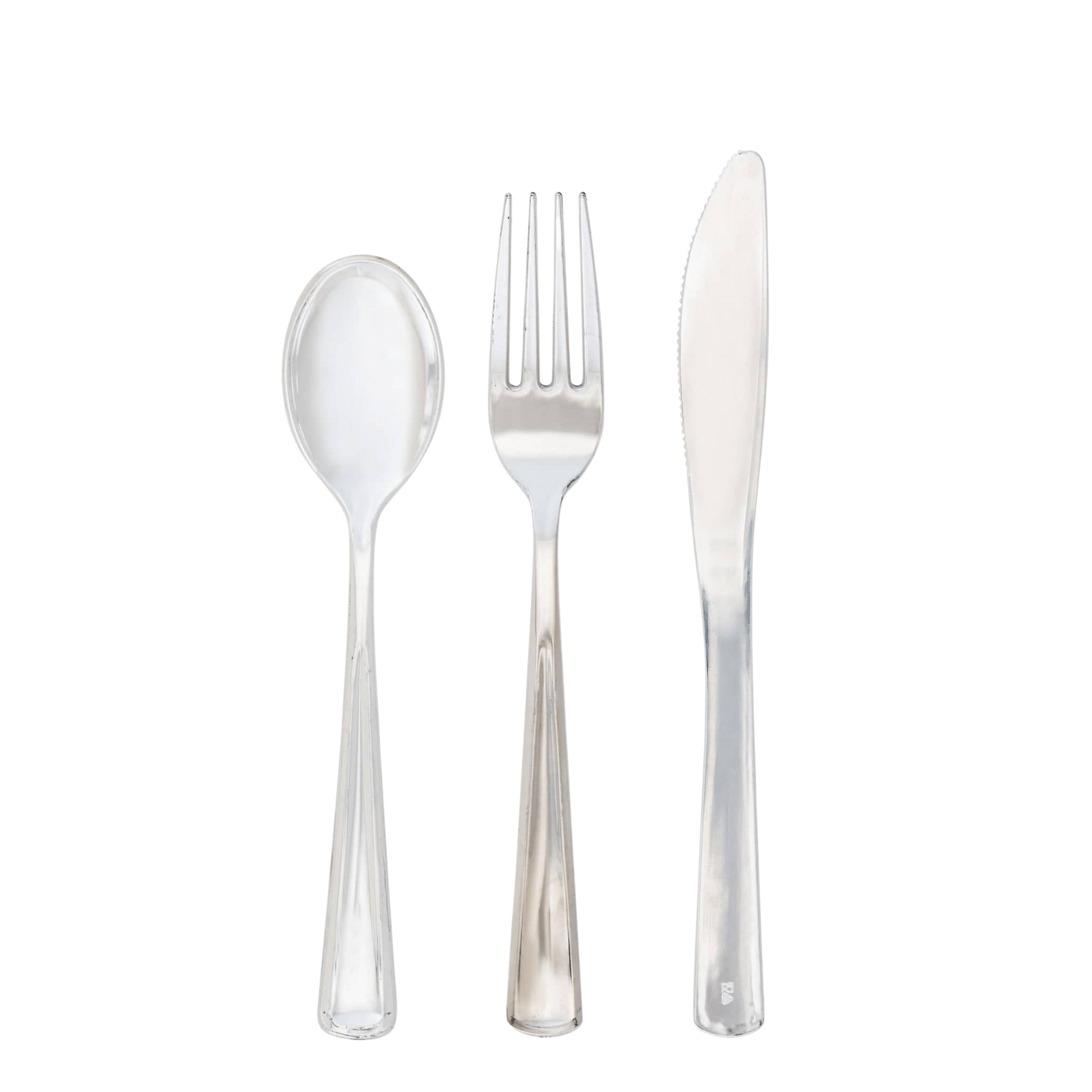 Silver reusable cutlery set combo - 140 pieces.
