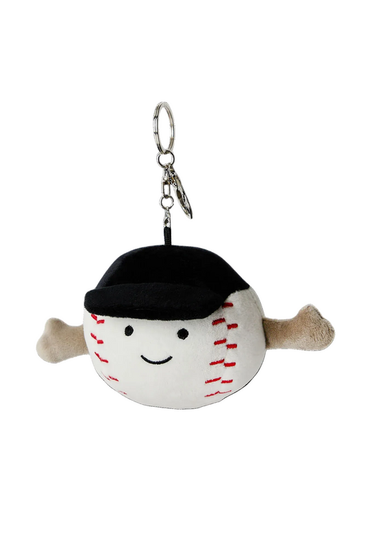 Plush baseball keychain charm with metal key ring available in Toronto and shipping across Canada