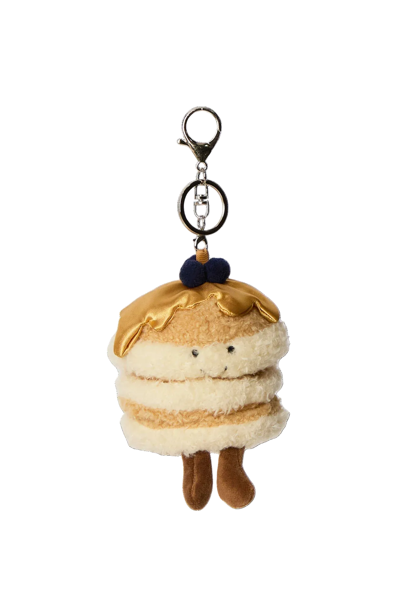 Plush pancake keychain charm with metal key ring available in Toronto and shipping across Canada