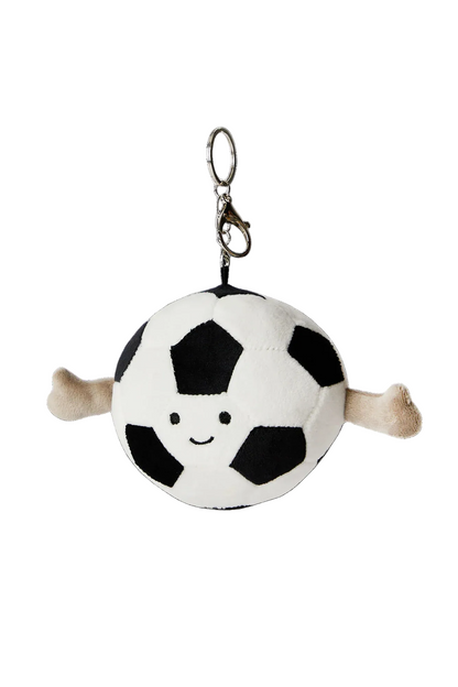Plush soccer ball keychain charm with metal key ring available in Toronto and shipping across Canada