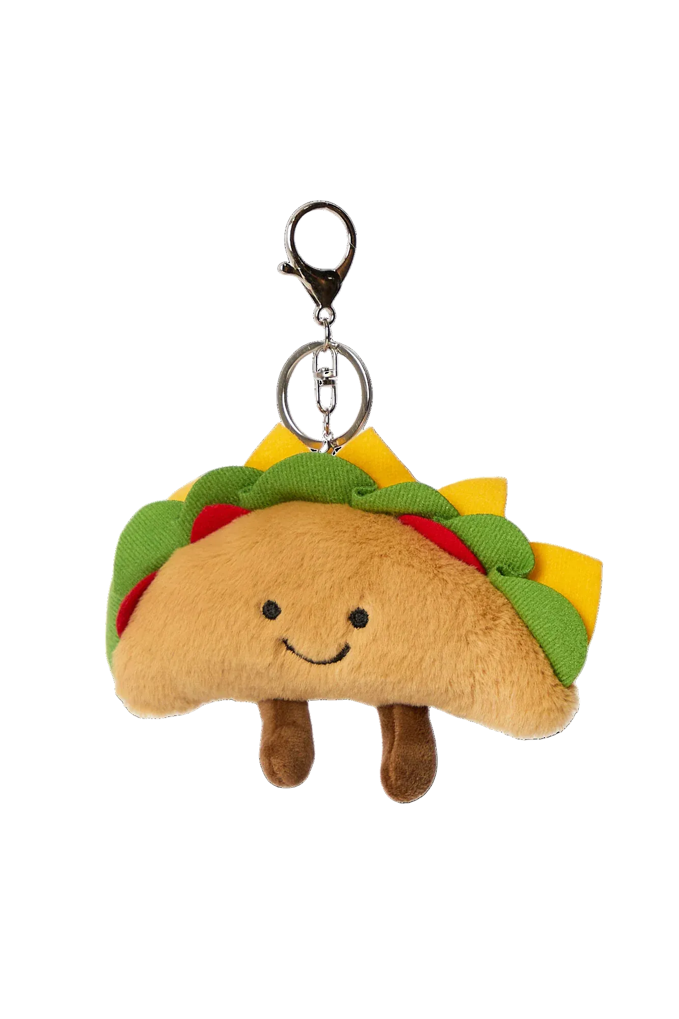 Plush taco keychain charm with metal key ring available in Toronto and shipping across Canada
